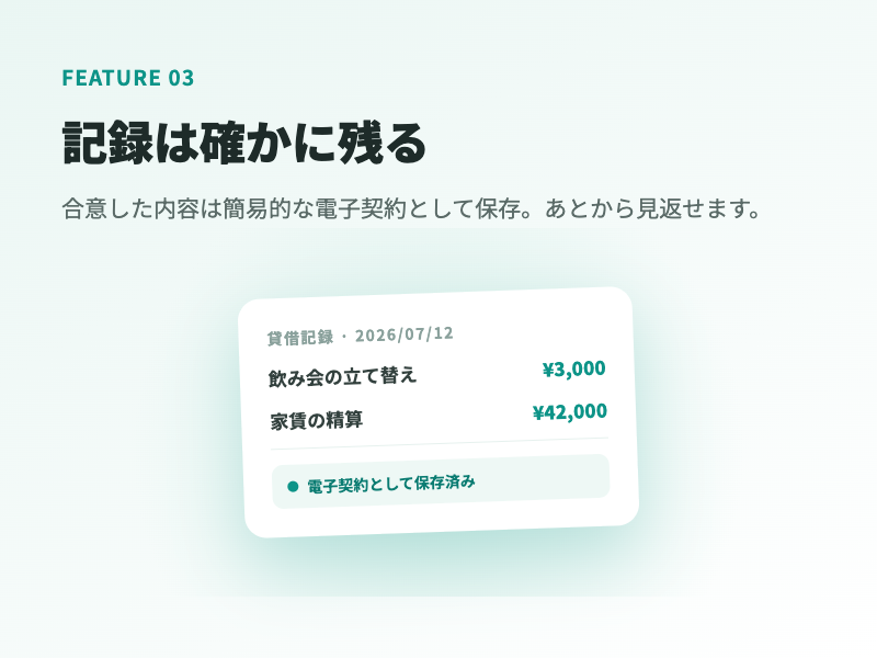 karikashi 記録は確かに残る — 貸借記録の画面